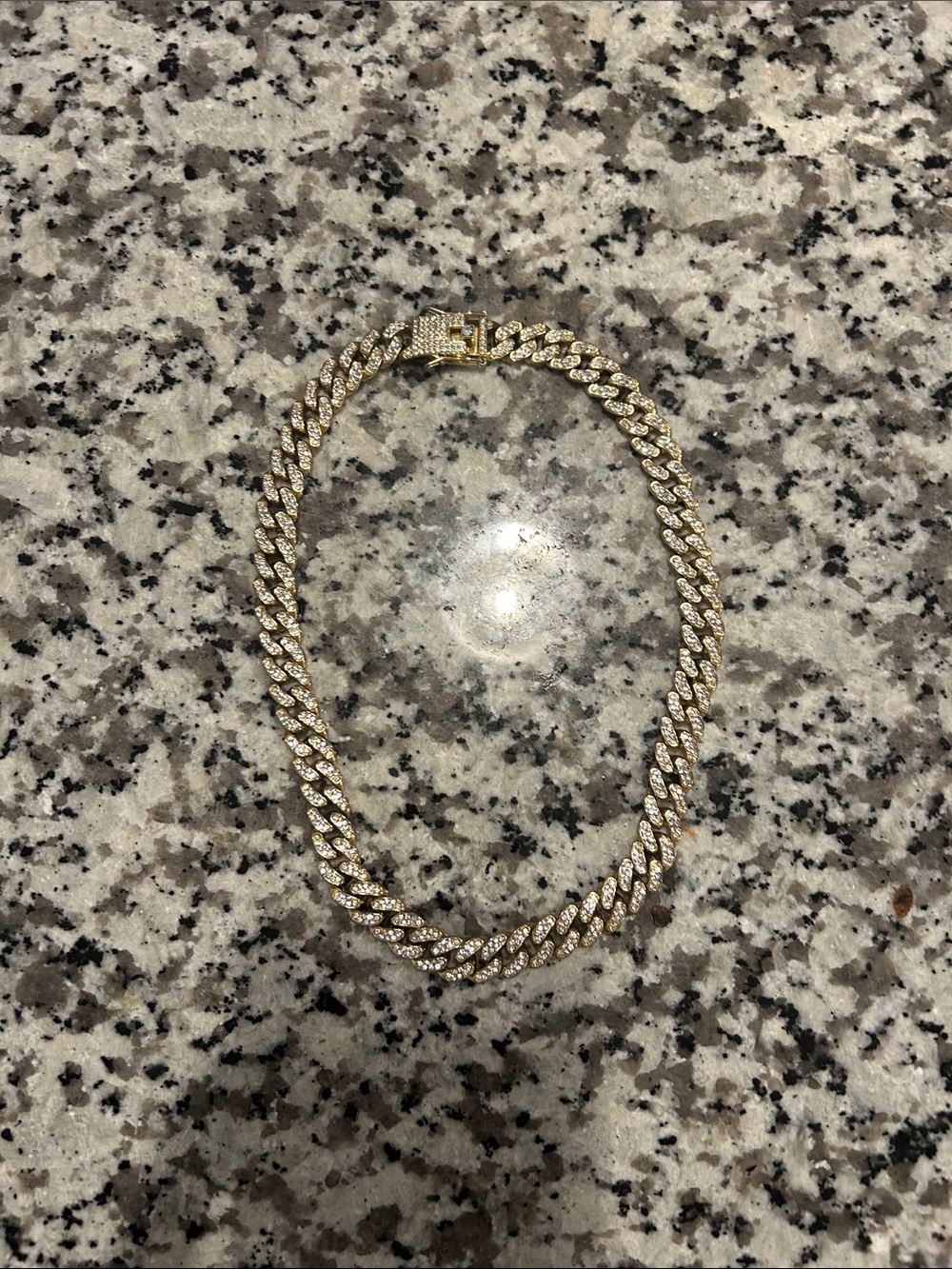 SHEIN Gold Pave Cuban Link Necklace